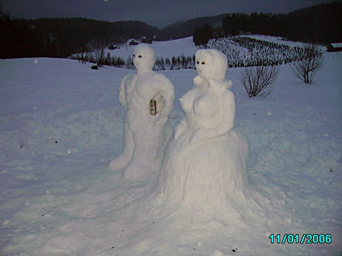 Слепили бабу на морозе.....