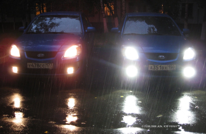 Штатный свет (A2k) vs Ксенон 5000K (Kinder)