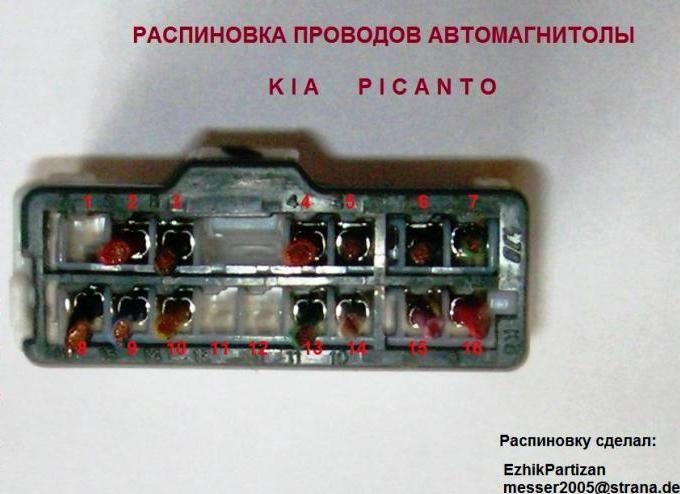 распиновка магнитолы кия спортейдж 3